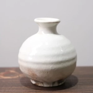 【信楽焼】粉引窯変　花入（木箱入）